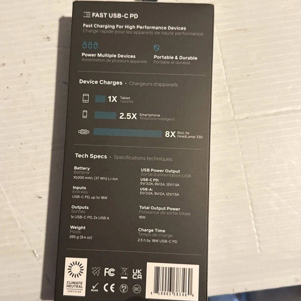 BIOLITE CHARGE 40 PD FAST USB-C PD 10,000 mAh Brand New Sealed